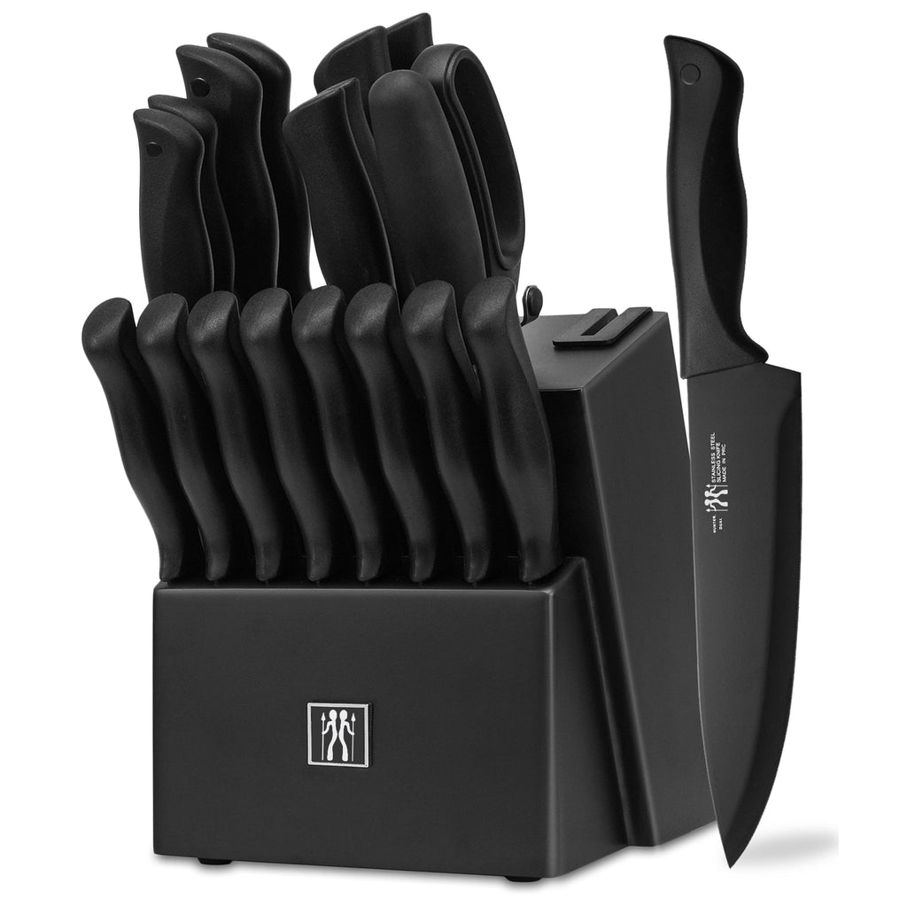 HUNTER.DUAL DF-15 PRO MAX 19-piece black knife set manufacturer reference image; not the actual item. Actual box is shown next.