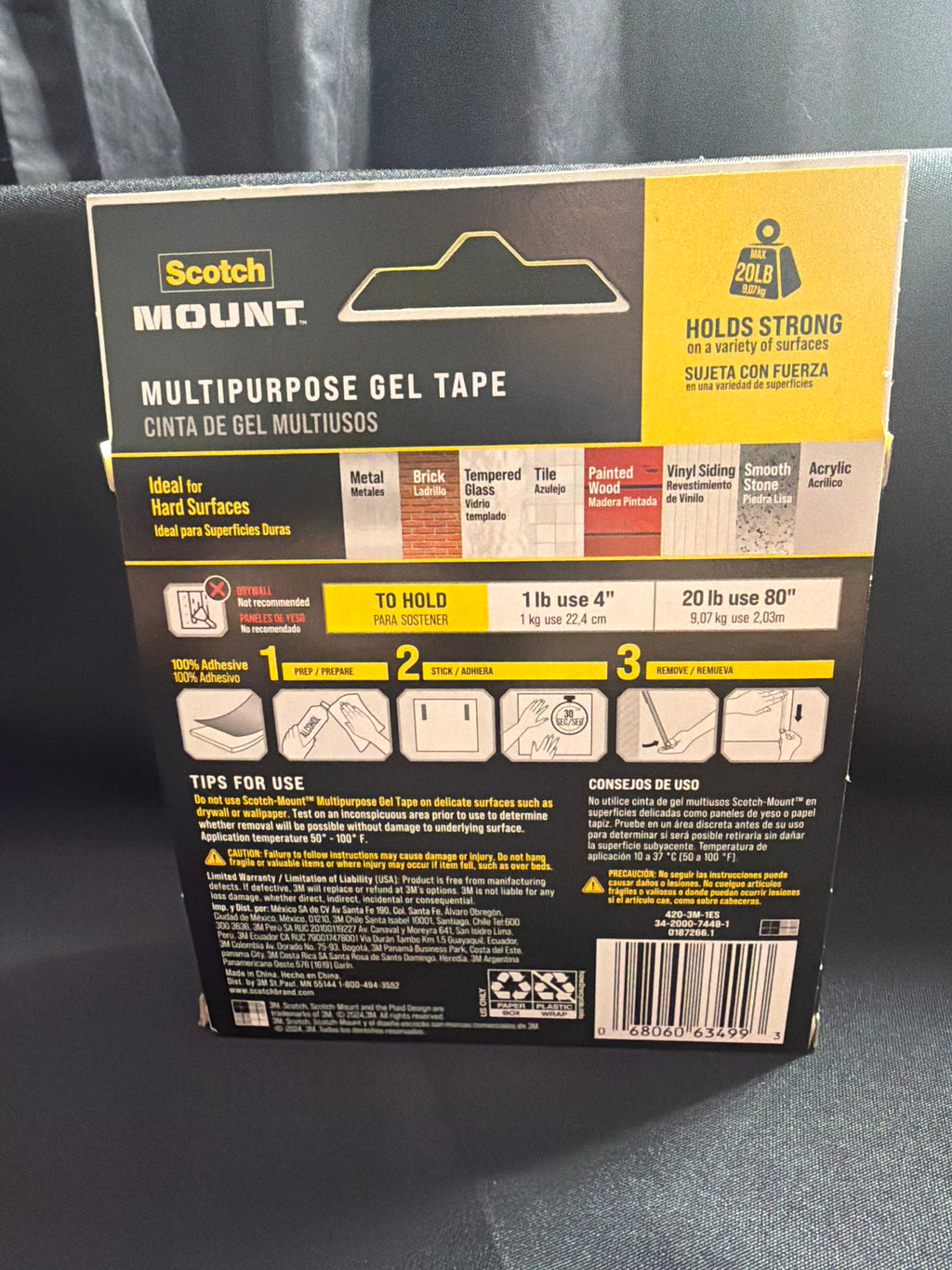 3M Scotch-Mount Clear Double-Sided Gel Tape / 1.18 × 118 in — product photo 2