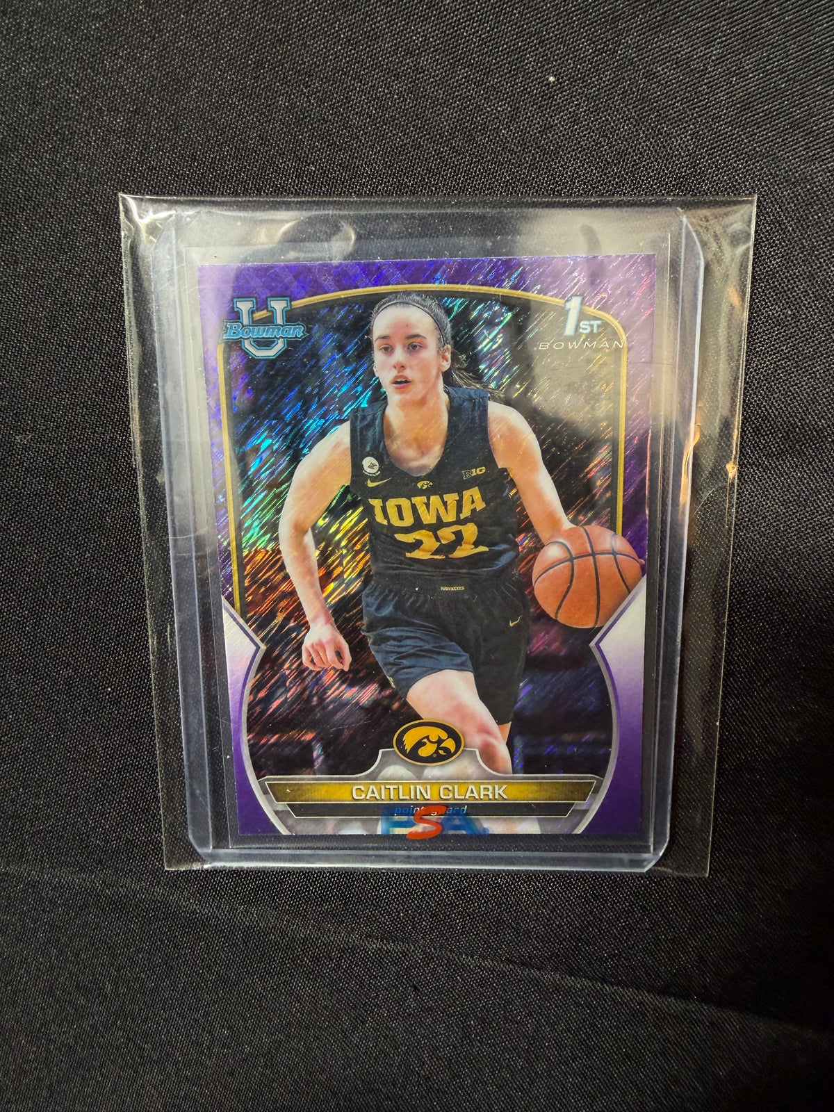 2022 Bowman University Chrome Caitlin Clark #50 Purple Shimmer Refractor - Iowa — product photo 1