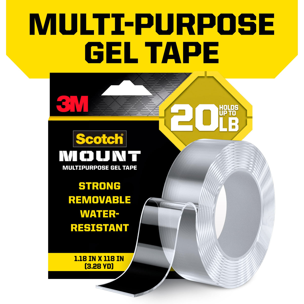 3M Scotch-Mount Clear Double-Sided Gel Tape / 1.18 × 118 in — product photo 1
