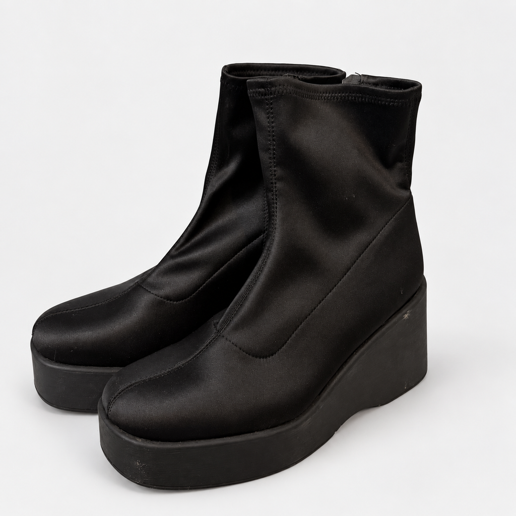 ALDO Black Platform Wedge Ankle Boots - Size 11 — edited neutral-background presentation; see original photos for condition